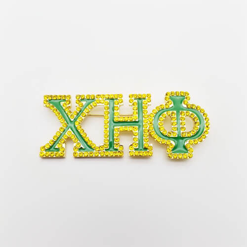 Personalized small yellow rhinestone word brooches bulk custom name enamel pins wholesale makers